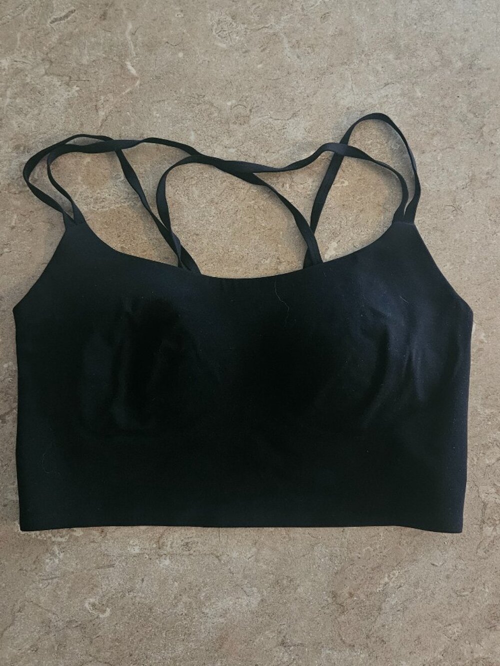 Aerie Black Strappy Sports Bra Womens XS Seamless Light Support
